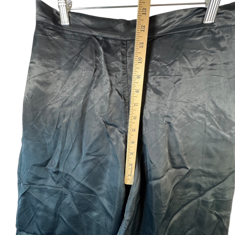 Athleta Calm Cool Wide Leg Pants Sz M Black Silky Lounge Pull‑On Cupro Flowy - Picture 6 of 10